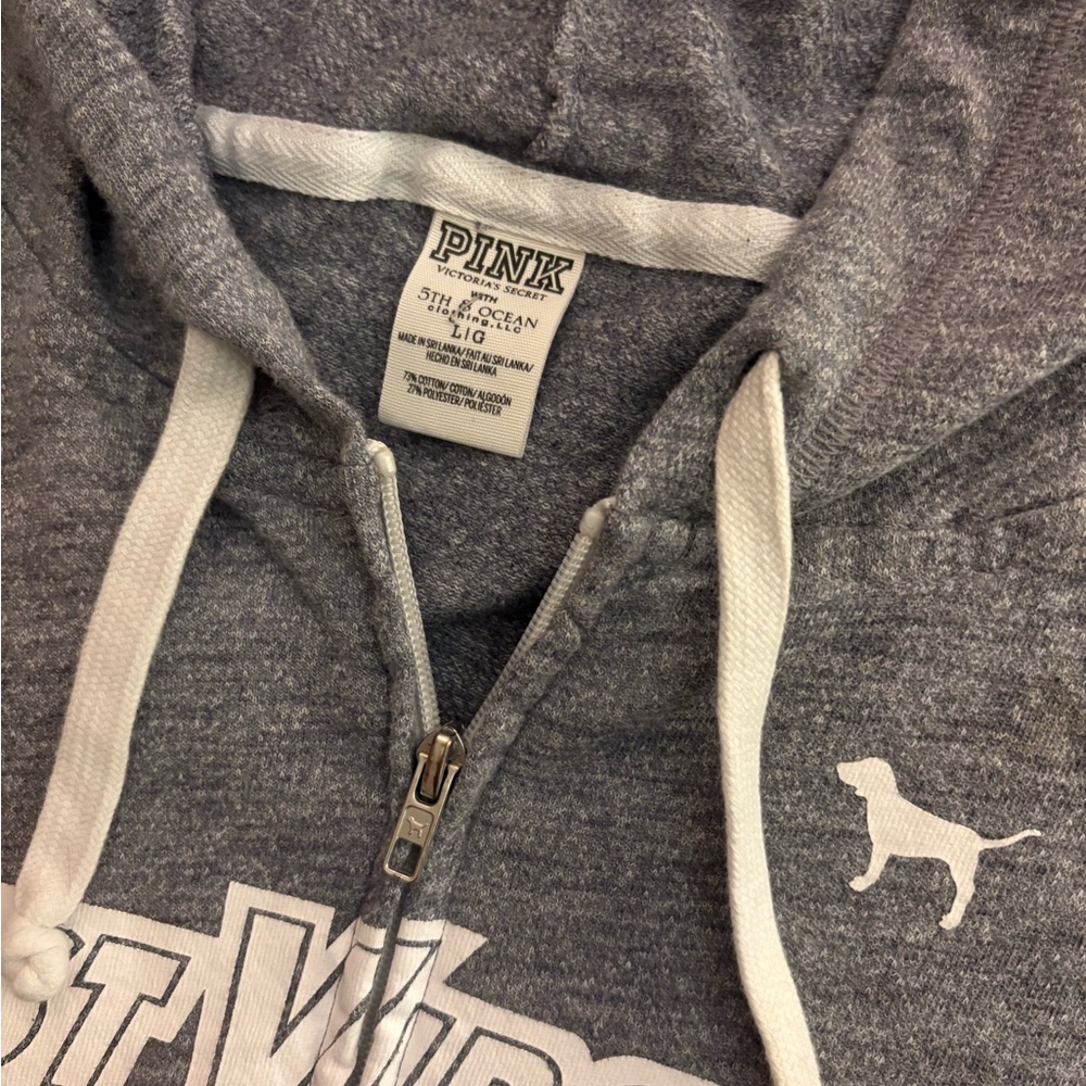 Victoria's Secret PINK Gray Zip-Up Hoodie West Virginia Size Large